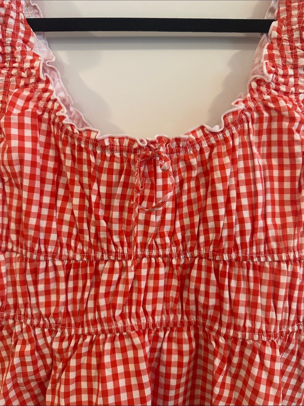 Sunday Best Aritzia Helena Poplin Cotton Red Gingham Ruffle Peplum Tank Top - Picture 7 of 12